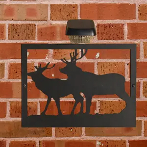 Stag Garden Wall Art Plaque and Solar Lighting