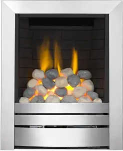 Focal Point Fires 3.5Kw Lorient Brushed Steel Full Depth Radiant Gas Fire - Chrome | Robert Dyas