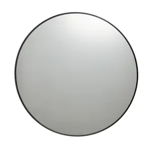 GoodHome Muhely Brushed Black Round Wall-mounted Framed Mirror, (H)80.9cm (W)80.9cm