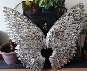 Angel Wings Hinged Metal Wall Art Screen For Your Home Or Garden 90cm Tall