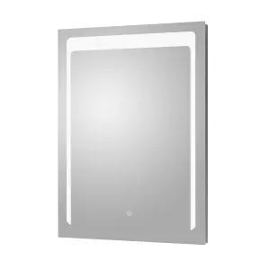 Rectangular LED Illuminated Touch Sensor Mirror with Demister, 700mm x 500mm - Chrome