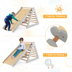 Costway 3 in 1 Toddler Climbing Toy Set Wooden Climber Log Bridge Kids Activity Center