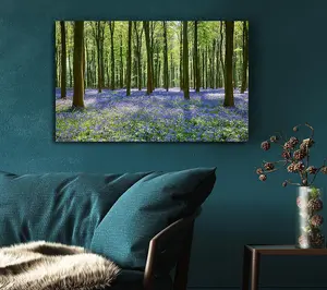 Mystical Bluebell Woodland Canvas Print Wall Art - Medium 20 x 32 Inches