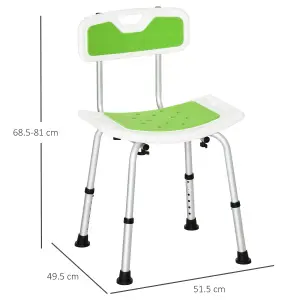 HOMCOM Shower Stool for Elderly Disabled Adjustable Shower Stool Green