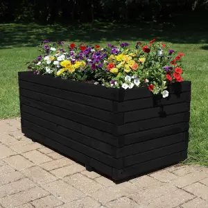 70cm Black Pine Raised Wooden Trough Planter