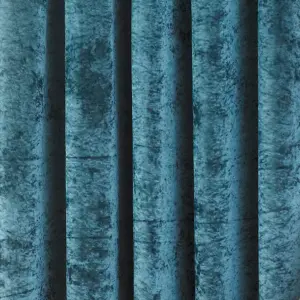 Paoletti Verona Crushed Velvet Eyelet Curtains, Teal