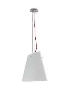 Luminosa Ermes Glass Ceiling Pendant, Chrome, Opal, Red, E27