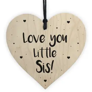 Novelty Little Sister Gift Wood Heart Love Plaque Birthday Christmas Gift Keepsake