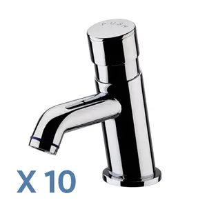 ENKI Vision Chrome Non Concussive Time Adjustable Hot & Cold Indicators Basin Single Taps 10-Piece