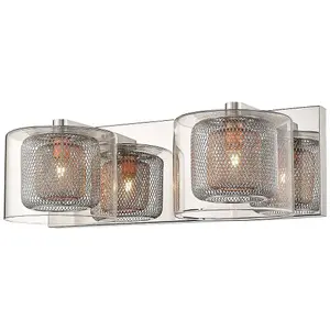 Luminosa Spring 2 Light Indoor Glass Wall Light Mesh Chrome, Copper, G9