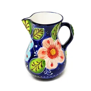 Classic Spanish Hand Painted Pattern Home Decor Large Pourer Jug 2L Pink Flower