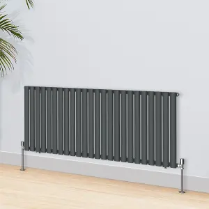 Right Radiators 600x1416mm Horizontal Single Oval Column Designer Radiator Anthracite