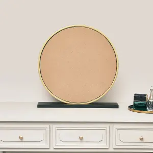 Melody Maison Round Gold & Black Freestanding Table Top Mirror