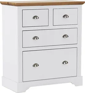 Toledo 2+2 Drawer Chest in White and Oak Effect Veneer