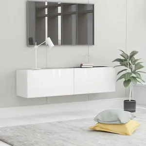 Berkfield TV Cabinet High Gloss White 120x30x30 cm Engineered Wood