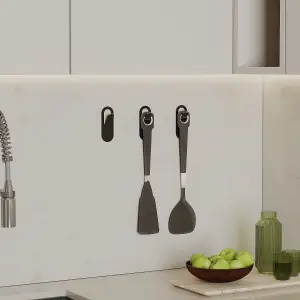 Decortie Modern Elix Unique Metal Matte Black Triple Hooks for Hanging, Set of 3 Hooks Kitchen, Waterproof, Stainless Steel Hooks