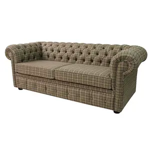 Chesterfield Genuine Arnold 3 Seater Sofa Balmoral Sage Green Wool In Classic Style