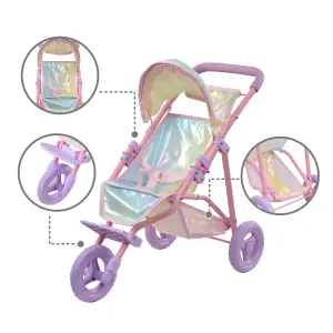 Olivia's Little World Doll Jogging-Style Pram, Pink/Grey