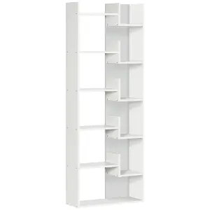 HOMCOM 6-Tier Bookshelf Freestanding Decorative Storage Shelves for Home White