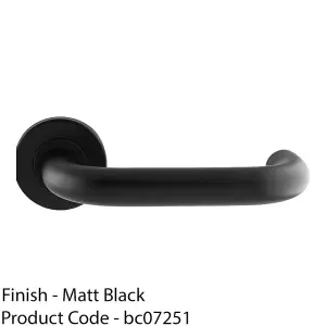 Pair 19mm Round Bar Safety Handle On Round Rose Concealed Fix Matt Black