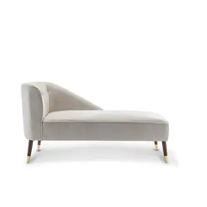 Right Hand Chaise Lounge in Faux Leather Suede Cream