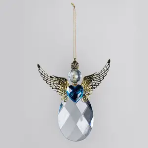 Long Acrylic Glass Angel Hanging Figurine Ornament Blue/Gold