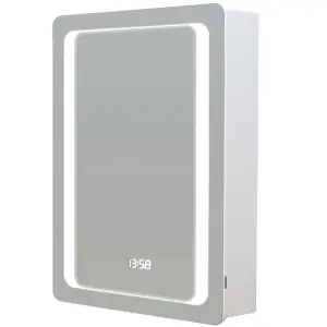 Smart Rectangle Wall-mounted LED Mirror Cabinet with 2 Shelves and 1 Door Organiser Unit