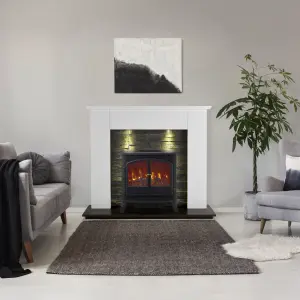 Focal Point Lashenden Slate White Fire surround set with Lights included