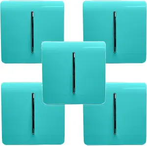 Trendi Modern 1 Gang 1 or 2 way Screwless Rocker Light Switch in Bright Teal (Pack of 5)