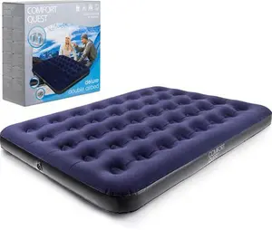 Comfort Quest Double Airbed, Inflatable Guest Air Bed, Blow Up Camping Mattress, Flocked Surface, Coil Beam Construction, l191cm X w137cm X D22cm,