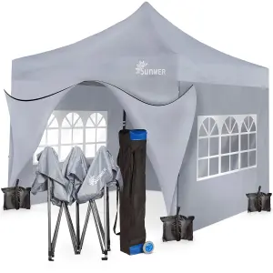 SUNMER 3Mx3M Steel Framed Gazebo with Walls - Grey