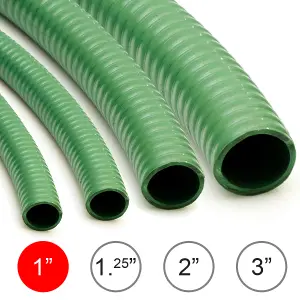 10M Reinforced Suction & Discharge Drain Pump Hose Wolf 1" (25mm) PVC Pipe for Flood Water, Ponds