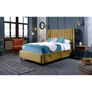 Carli Plush Velvet Beige Bed Frame