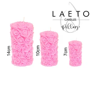 Pillar Candle Set of 3 Red Pink Candles by Laeto Ageless Aromatherapy - FREE DELIVERY INCLUDED