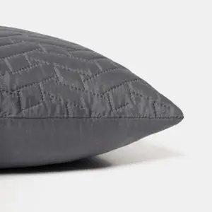 Brentford Pack of 2 Pinsonic Cushion Covers Filled Luxury, Charcoal - 45 x 45cm