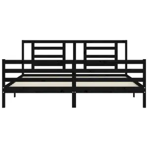 Berkfield Bed Frame with Headboard Black 200x200 cm Solid Wood