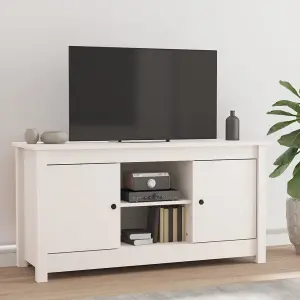 Berkfield TV Cabinet White 103x36.5x52 cm Solid Wood Pine