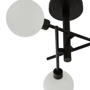 Litecraft Supa Black 3 Arm Stick Semi-Flush Ceiling Light