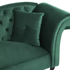 Right Hand Chaise Lounge Velvet Dark Green LATTES