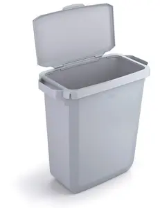 Durable DURABIN Grey Recycling Bin with Grey Hinged Lid + Black Duraframe - 60L