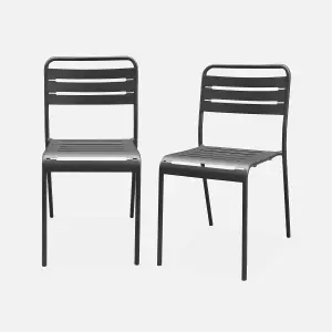 sweeek. Pair of steel garden chairs Amelia Anthracite 44x52x79 cm