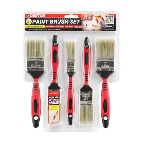 Dekton Pro 5pc Paint Brush Set Pure Bristles & Sure Grip Handle