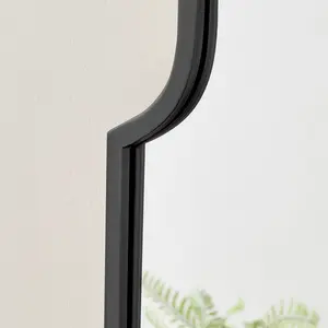 Azlaan Moroccan Arch Metal Frame Hallway Mirror - Full Length Living Room Mirror Black