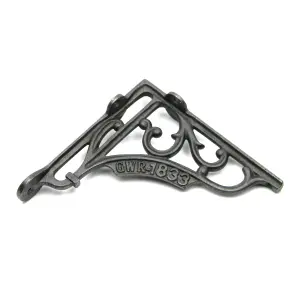 Oakcrafts - Pair of Antique Cast Iron 'GWR 1833' Shelf Brackets - 150mm x 150mm