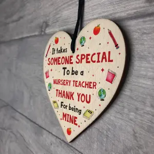 Handmade Nursery Teacher Thank You Leaving Gift For School Nursery Wood Heart Gift Plaque