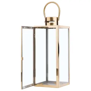 Steel Candle Lantern 34 cm Brass CYPRUS