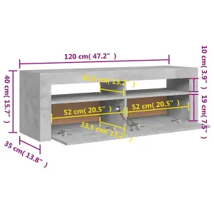 vidaXL TV Cabinet with LED Lights Concrete Grey 120x35x40 cm