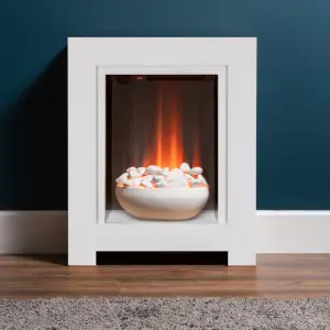 Adam Monet Fireplace Suite in Pure White with Electric Fire, 23 Inch