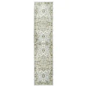 Green Traditional Floral Medallion Bedroom Living Runner Rug 60x240cm