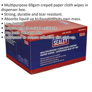 Multipurpose Paper Wipes in Dispenser Box - 160 Sheets - 69gsm Paper Cloth Wipes